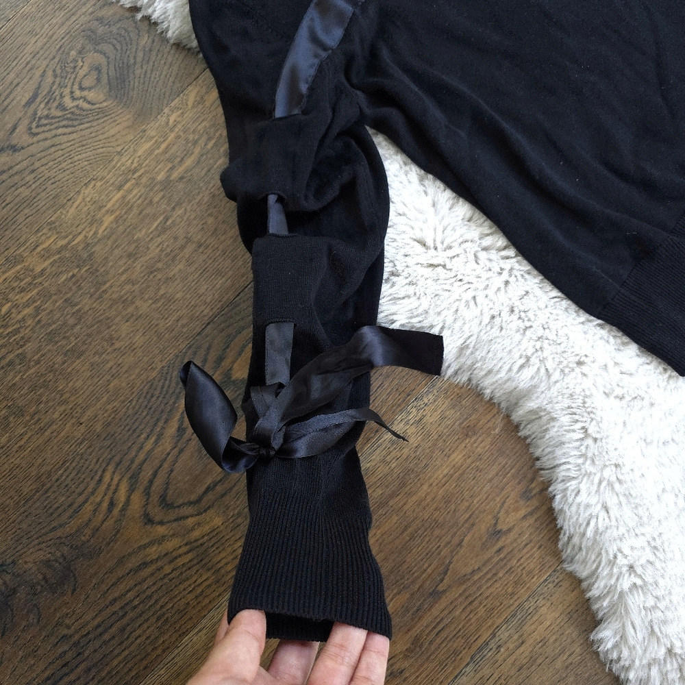 Noir Kei Ninomiya X Comme Des Garcon Coquette Goth Ribbon Silk Sweater - Picture 5 of 7